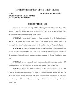 IN THE SUPREME COURT OF THE VIRGIN ISLANDS ORDER OF