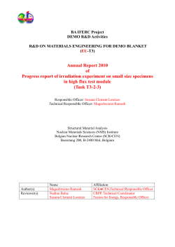 Progr ress repo ort of irr Annua radiation in high (Ta al Repor of n