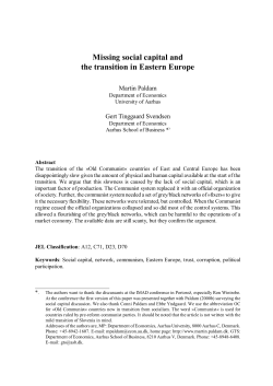 Missing social capital and the transition in Eastern Europe