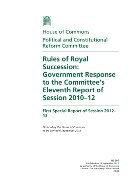 Rules of Royal Succession: Government Response to the