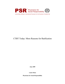 CTBT Today: More Reasons for Ratification