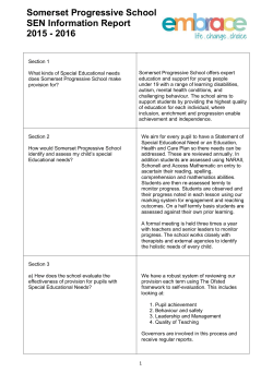 Somerset Progressive School SEN Information Report 2015