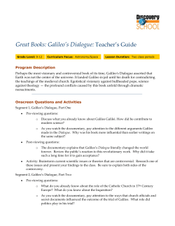Teacher`s Guide Great Books: Galileo`s Dialogue