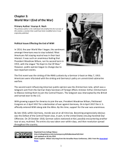 Chapter 3: World War I (End of the War)