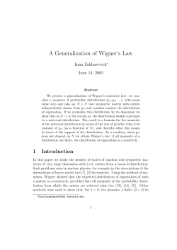 A Generalization of Wigner`s Law