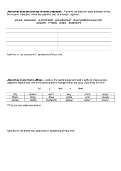 Adjectives that use prefixes to make antonyms