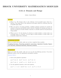 BROCK UNIVERSITY MATHEMATICS MODULES