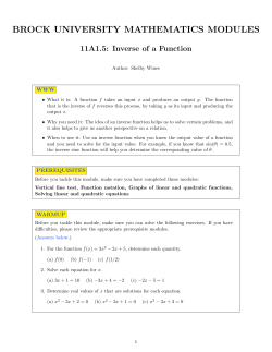 BROCK UNIVERSITY MATHEMATICS MODULES