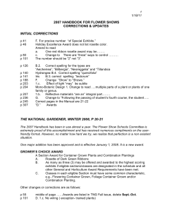 2007 HANDBOOK FOR FLOWER SHOWS
