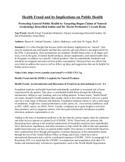Health Fraud and its Implications on Public Health