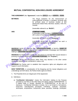 Mutual Confidential Non-Disclosure Agreement