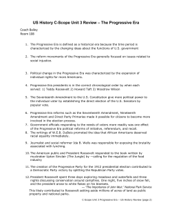 US History C-Scope Unit 3 Review &ndash; The Progressive Era