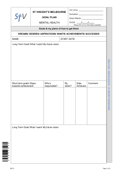 St Vincent`s Hospital Strengths Goal Plan Form outlining long