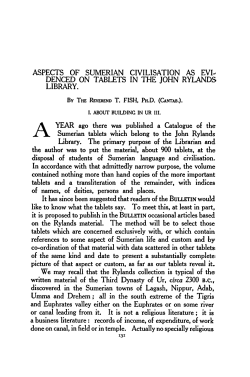 ASPECTS OF SUMERIAN CIVILISATION AS EVId DENCED ON