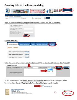 Creating lists in the library catalog