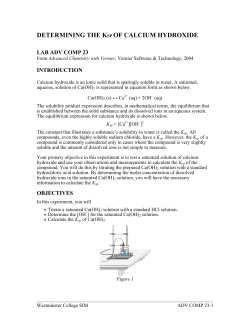 determining the ksp of calcium hydroxide
