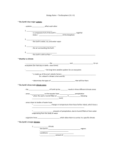 Biology Notes &ndash; The Biosphere (15.1