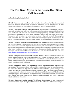 The Ten Great Myths in the Debate Over Stem Cell Research