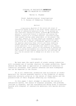 DISPOSAL OF RADIOACTIVE MATERIALS AND ITS RELATION TO