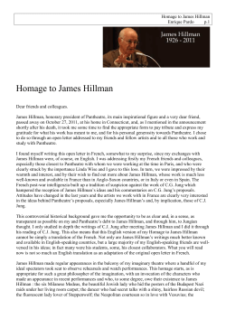 Homage to James Hillman
