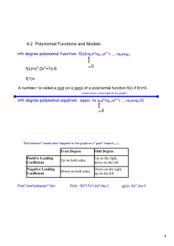 4.2 Polynomial Functions and Models f(x)=x 2x +7x6 f(1)= &ne;0 &ne;0