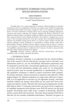 Automatic summary evaluation. Roug e modifications
