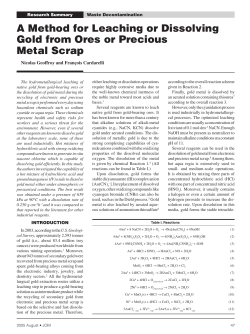 A Method for Leaching or Dissolving Gold from Ores