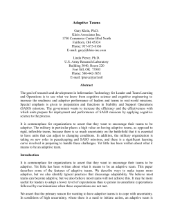 Adaptive Teams - Command and Control Research Portal