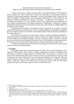 Open fields, Environment, Peasants and Manors Medieval and Early