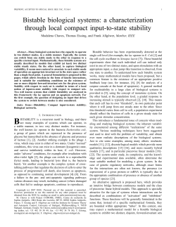 Bistable biological systems - Sophia Antipolis - Méditerranée