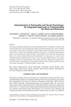 Interactionism in personality and social psychology