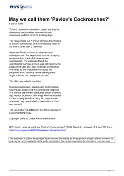 May we call them `Pavlov`s Cockroaches?`