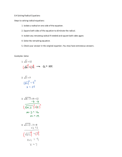 Section 8.4: Solving Radical Equations