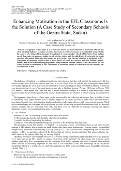 Enhancing Motivation in the EFL Classrooms Is the Solution (A Case