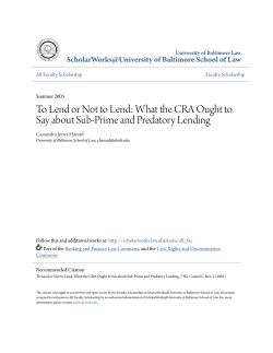 To Lend or Not to Lend: What the CRA Ought to Say