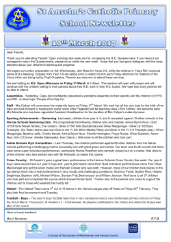 Newsletter 10th March 2017 - St Anselms Catholic Primary School