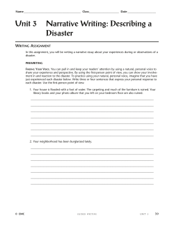 Unit 3 Narrative Writing: Describing a Disaster