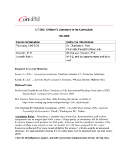 LIT 560: Children`s Literature in the Curriculum Fall