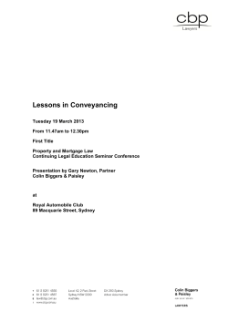 Lessons in Conveyancing - First Title, Australia