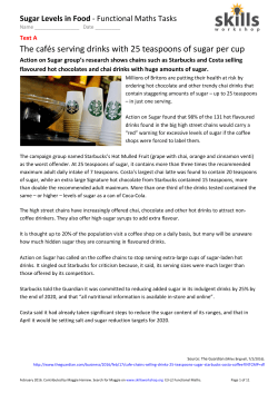 The caf&eacute;s serving drinks with 25 teaspoons of sugar per cup