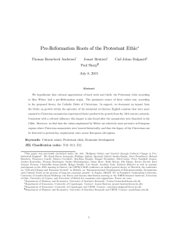 Pre-Reformation Roots of the Protestant Ethic&lowast;