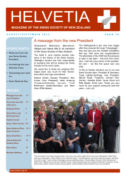 From the new Helvetia Team - Swiss Society Of New Zealand