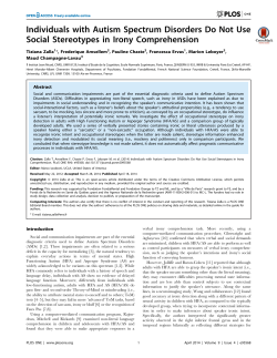 Individuals with Autism Spectrum Disorders Do Not