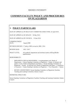 Plagiarism Policy - Rhodes University