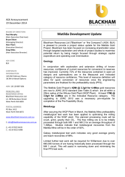 Matilda Development Update