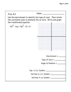 Use the discriminant to identify the type of conic. Then rotate th