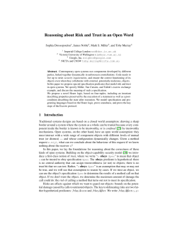 Reasoning about Risk and Trust in an Open Word