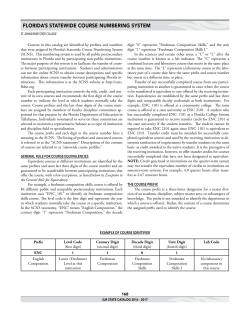 florida`s statewide course numbering system
