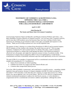Testimony Opposing Constitutional Convention