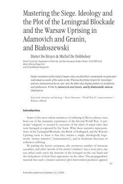 Mastering the Siege. Ideology and the Plot of the Leningrad